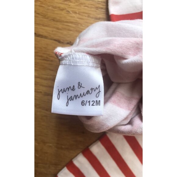 June & January 6-12M Red & White Striped Hoodie Jumper - Picture 3 of 4